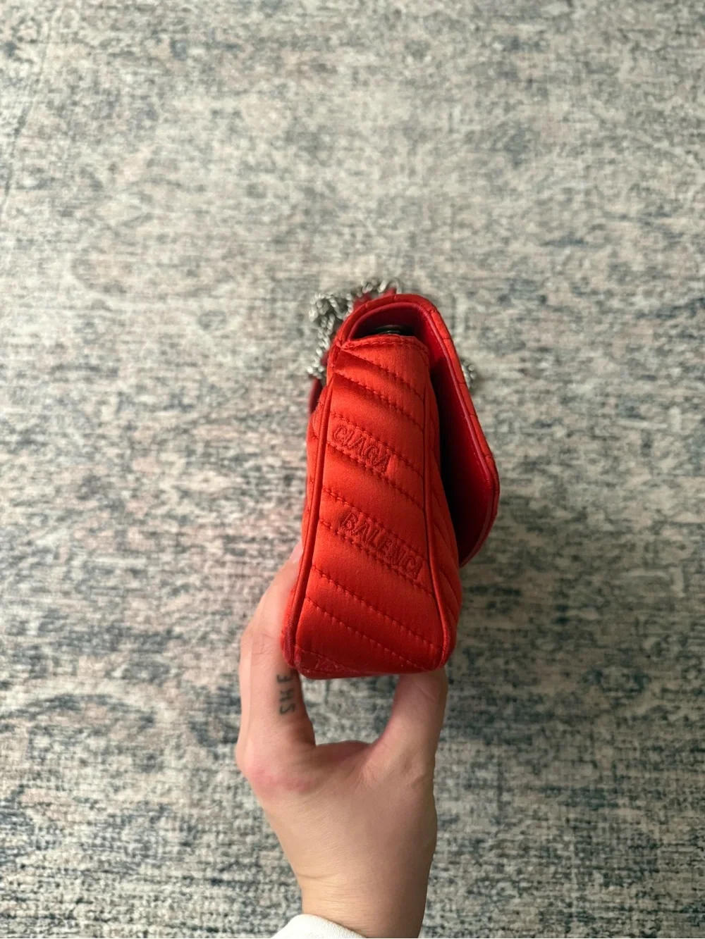 Balenciaga Red Quilted BB Chain Crossbody Bag